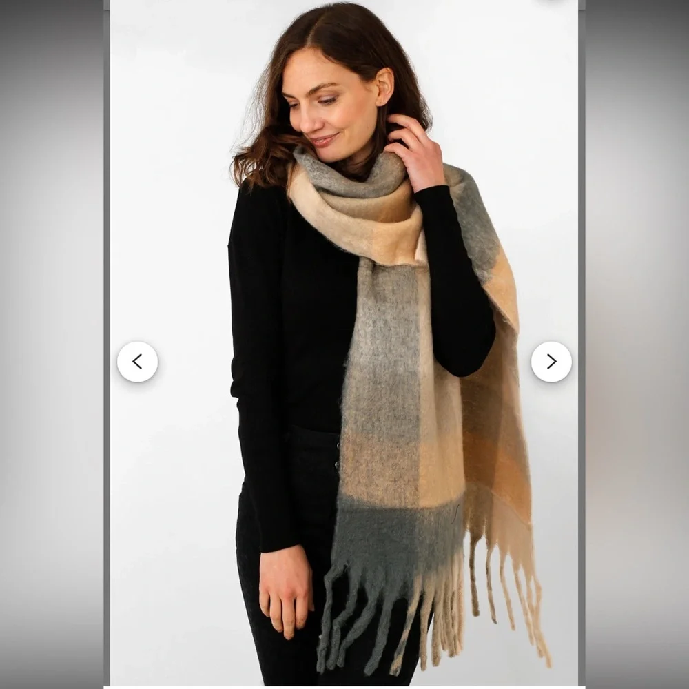 New Brown Mohair Scarf 210x40cm Soft Fluffy Cozy Winter Wrap Shawl Unisex